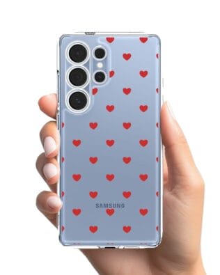 Etui do Samsung Galaxy S25 Ultra przeźroczyste, silikonowe Flexi, Mini Patterns, Serduszka