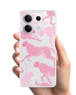 Etui do Xiaomi Redmi Note 13 Pro 5G przeźroczyste, silikonowe Flexi, Mystic, Różowe pumy