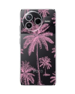 Etui do Xiaomi POCO F7 Pro przeźroczyste, silikonowe Flexi, Mystic, Różowe palmy