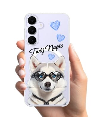 Etui do Samsung Galaxy S25 FE z MagSafe przeźroczyste, silikonowe Flexi, Puppy Love, pies rasy Husky