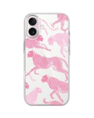 Etui do iPhone 17 przeźroczyste, silikonowe Flexi, Mystic, Różowe pumy