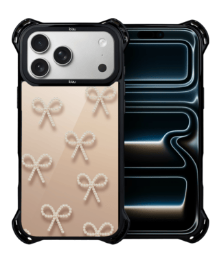 Etui do iPhone 17 Pro Max IBIZU DropGuard Ultra z MagSafe, Zimowa magia, Perłowe kokardki