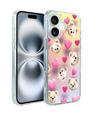 Etui do iPhone 16 Bear With Me, Love Mood, miś i serduszka, zmieniające kolor