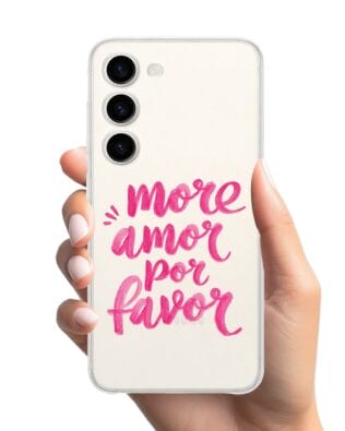 Etui do Samsung Galaxy S23 Plus przeźroczyste, silikonowe Flexi, Positive Vibes, More amore per favore