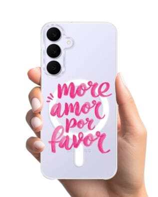 Etui do Samsung Galaxy S25 FE z MagSafe przeźroczyste, silikonowe Flexi, Positive Vibes, More amore per favore