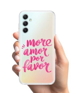 Etui do Samsung Galaxy A34 5G przeźroczyste, silikonowe Flexi, Positive Vibes, More amore per favore