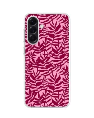 Etui do Samsung Galaxy A56 5G z MagSafe przeźroczyste, silikonowe Flexi, bordowe liście