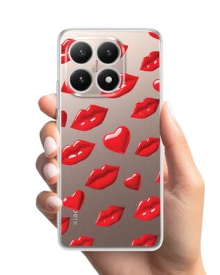 Etui do Xiaomi 15T przeźroczyste, silikonowe Flexi, czerwone usta