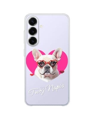 Etui do Samsung Galaxy S25 FE przeźroczyste, silikonowe Flexi, Puppy Love, pies rasy Buldog Francuski