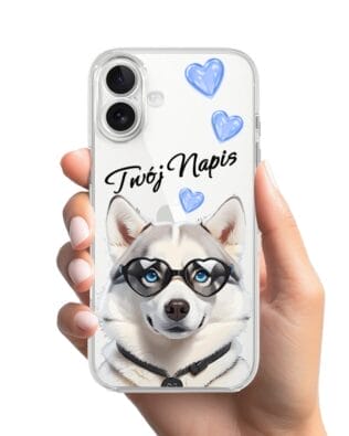 Etui do iPhone 17 przeźroczyste, silikonowe Flexi, Puppy Love, pies rasy Husky