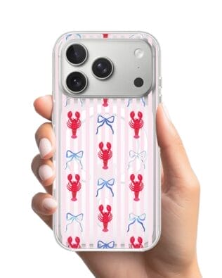 Etui do iPhone 17 Pro Max z MagSafe przeźroczyste, silikonowe Flexi, Summer Patterns, krab i kokardki
