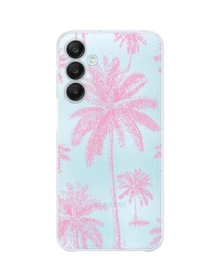 Etui do Samsung Galaxy M35 5G przeźroczyste, silikonowe Flexi, Mystic, Różowe palmy