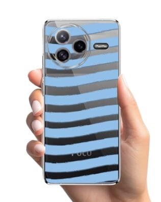 Etui do Xiaomi POCO F7 Ultra przeźroczyste, silikonowe Flexi, niebieskie paski