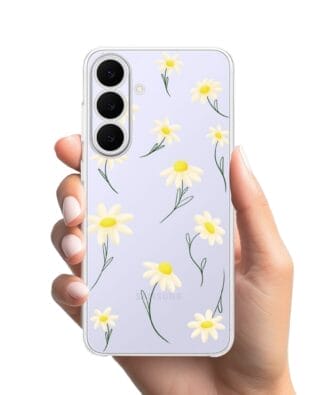 Etui do Samsung Galaxy S25 FE przeźroczyste, silikonowe Flexi, stokrotki