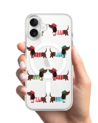 Etui do iPhone 17 z MagSafe przeźroczyste, silikonowe Flexi, Summer Patterns, eleganckie jamniki