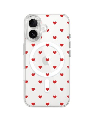 Etui do iPhone 16 Plus z MagSafe przeźroczyste, silikonowe Flexi, Mini Patterns, Serduszka
