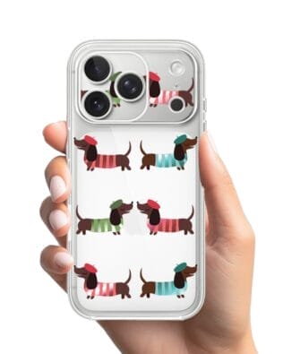 Etui do iPhone 17 Pro przeźroczyste, silikonowe Flexi, Summer Patterns, eleganckie jamniki