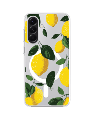 Etui do Samsung Galaxy A56 5G z MagSafe przeźroczyste, silikonowe Flexi, Italian Summer, Cytrynowe