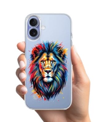 Etui do iPhone 17 przeźroczyste, silikonowe Flexi, Dzika Mandala, Lew