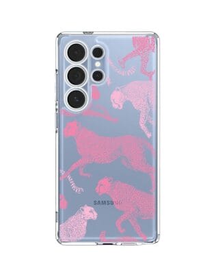 Etui do Samsung Galaxy S25 Ultra przeźroczyste, silikonowe Flexi, Mystic, Różowe pumy