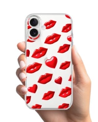 Etui do iPhone 17 przeźroczyste, silikonowe Flexi, czerwone usta