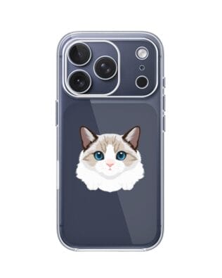 Etui do iPhone 17 Pro przeźroczyste, silikonowe Flexi, kot birmański