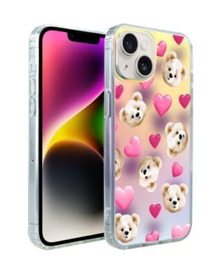 Etui do iPhone 14 IBIZU California Sunset zmieniające kolor, Love Mood, miś i serduszka