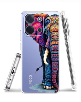 Etui do Xiaomi 15T przeźroczyste, silikonowe Flexi, Dzika Mandala, Słoń