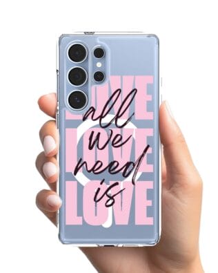 Etui do Samsung Galaxy S25 Ultra z MagSafe przeźroczyste, silikonowe Flexi, Positive Vibes, All We Need Is Love