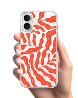 Etui do iPhone 17 z MagSafe przeźroczyste, silikonowe Flexi, Summer Patterns, koralowy wzór
