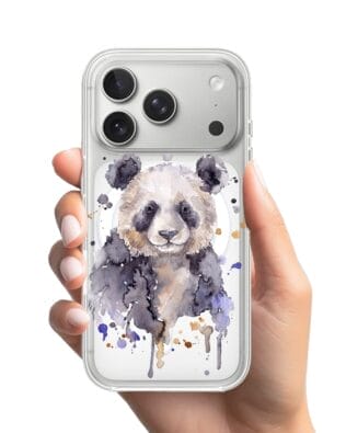 Etui do iPhone 17 Pro Max z MagSafe przeźroczyste, silikonowe Flexi, Akwarelowe Zoo, Panda