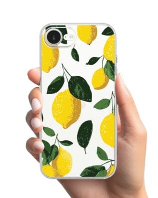 Etui do iPhone 16e przeźroczyste, silikonowe Flexi, Italian Summer, Cytrynowe