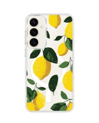 Etui do Samsung Galaxy S23 Plus z MagSafe przeźroczyste, silikonowe Flexi, Italian Summer, Cytrynowe