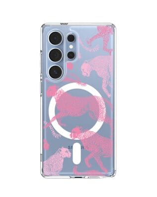 Etui do Samsung Galaxy S25 Ultra z MagSafe przeźroczyste, silikonowe Flexi, Mystic, Różowe pumy