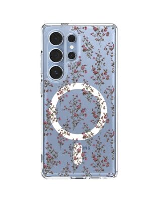 Etui do Samsung Galaxy S25 Ultra z MagSafe przeźroczyste, silikonowe Flexi, Mini Patterns, Różyczki