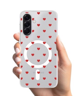 Etui do Samsung Galaxy A56 5G z MagSafe przeźroczyste, silikonowe Flexi, Mini Patterns, Serduszka