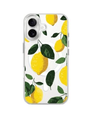 Etui do iPhone 16 Plus z MagSafe przeźroczyste, silikonowe Flexi, Italian Summer, Cytrynowe