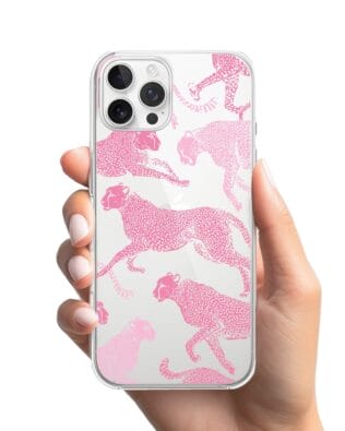 Etui do iPhone 12 Pro Max przeźroczyste, silikonowe Flexi, Mystic, Różowe pumy