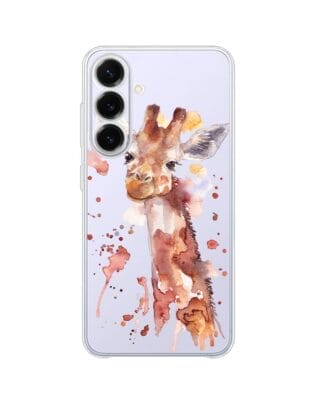Etui do Samsung Galaxy S25 FE przeźroczyste, silikonowe Flexi, Akwarelowe Zoo, Żyrafa