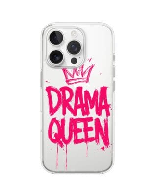 Etui do iPhone 15 Pro Max przeźroczyste, silikonowe Flexi, Positive Vibes, Drama Queen
