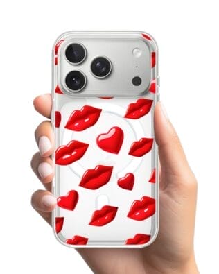 Etui do iPhone 17 Pro z MagSafe przeźroczyste, silikonowe Flexi, czerwone usta