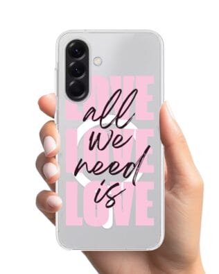 Etui do Samsung Galaxy A56 5G z MagSafe przeźroczyste, silikonowe Flexi, Positive Vibes, All We Need Is Love