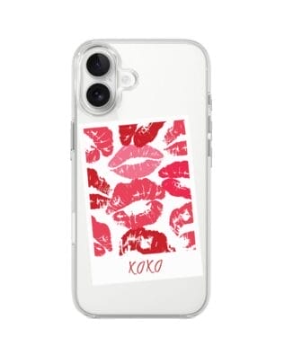 Etui do iPhone 17 z MagSafe przeźroczyste, silikonowe Flexi, pocałunki, Polaroid