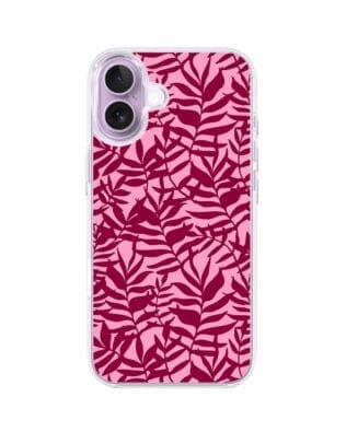 Etui do iPhone 17 z MagSafe przeźroczyste, silikonowe Flexi, Summer Patterns, bordowe liście