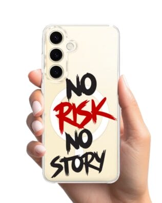 Etui do Samsung Galaxy S24 Plus z MagSafe przeźroczyste, silikonowe Flexi, Positive Vibes, No Risk No Story