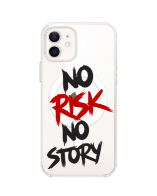 Etui do iPhone 12 z MagSafe przeźroczyste, silikonowe Flexi, Positive Vibes, No Risk No Story