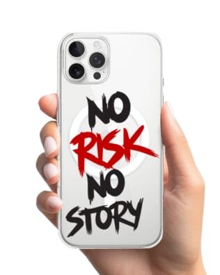 Etui do iPhone 12 Pro z MagSafe przeźroczyste, silikonowe Flexi, Positive Vibes, No Risk No Story