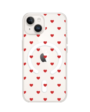 Etui do iPhone 14 Plus z MagSafe przeźroczyste, silikonowe Flexi, Mini Patterns, Serduszka