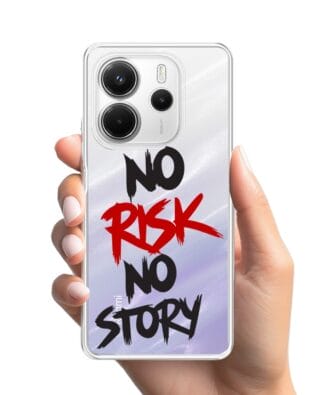 Etui do Xiaomi Redmi Note 14 4G przeźroczyste, silikonowe Flexi, Positive Vibes, No Risk No Story