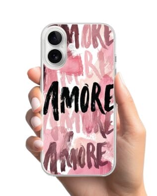 Etui do iPhone 16 przeźroczyste, silikonowe Flexi, Positive Vibes, Amore Amore